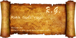 Rakk Györgyi névjegykártya