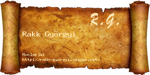 Rakk Györgyi névjegykártya